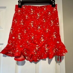 Red Floral Mini Skirt